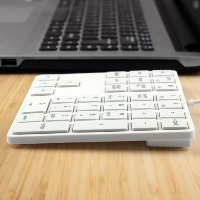 Merdia Numeric Keypad Wired Numpad 34 Keys External Mini Slim Keyboard Magicforce for Financial Cashier Securities-White White