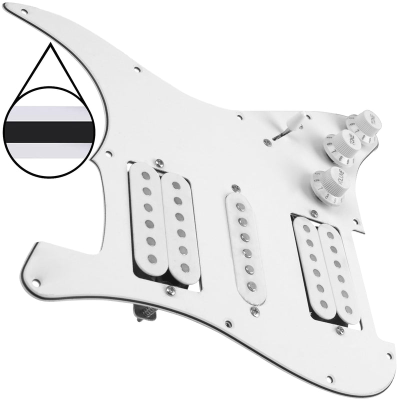 [AUSTRALIA] - 3Ply HSH 11 Hole Loaded Prewired Pickguard w/Alnico 5 Humbucker (2) Single-Coil (1) Pickups Compatible with Strat Fender Squier Guitar (White) White 