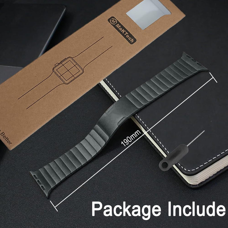 Titanium Band for Apple Watch 42mm/41mm, DLC Curved Link Bracelet, Grey | MaKTech DLC Coating Scratch-Resistant, Lightweight Metal Strap, for Apple Watch Series 11/10 42mm, 9/8/7 41mm, SE 3/2/1 40mm
