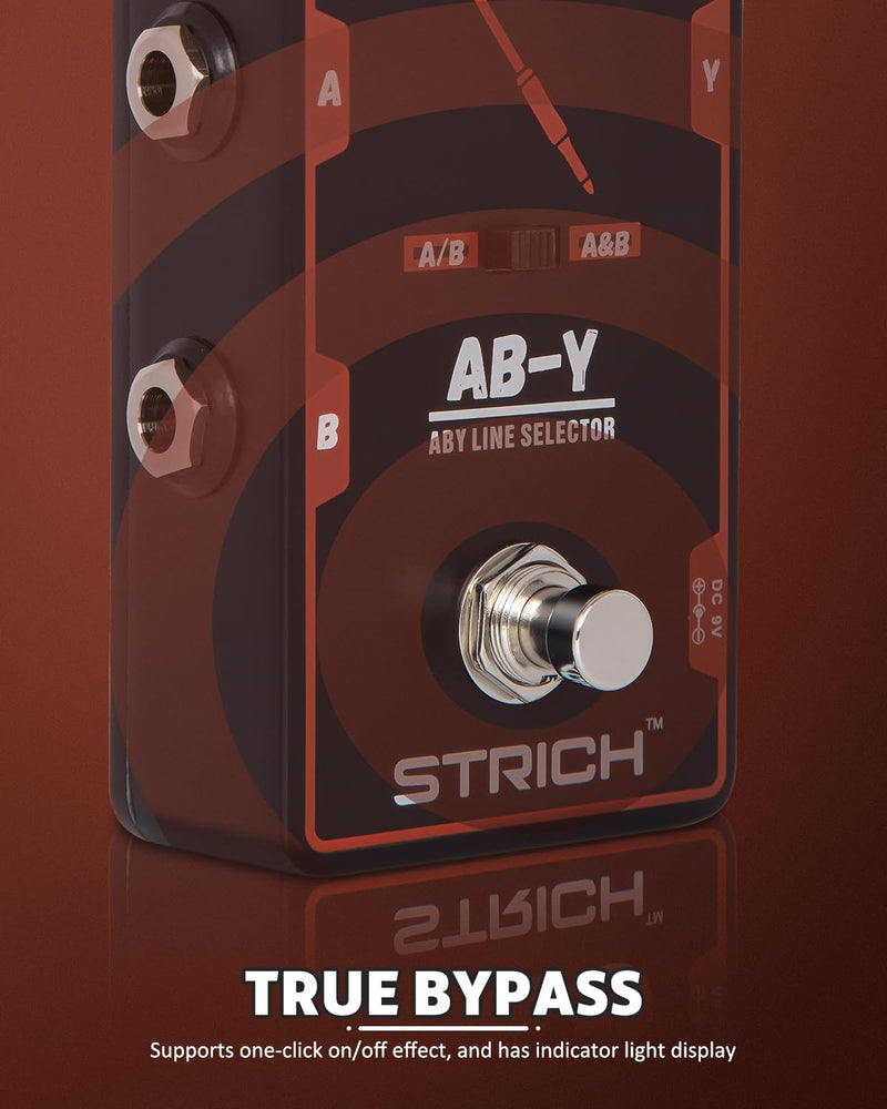 STRICH Dual Channel ABY Guitar Pedal, Electric Guitar Box Line Selector, Versatile AB Switch, True Bypass for Electric Guitar, Red and Black Dark Black and Red
