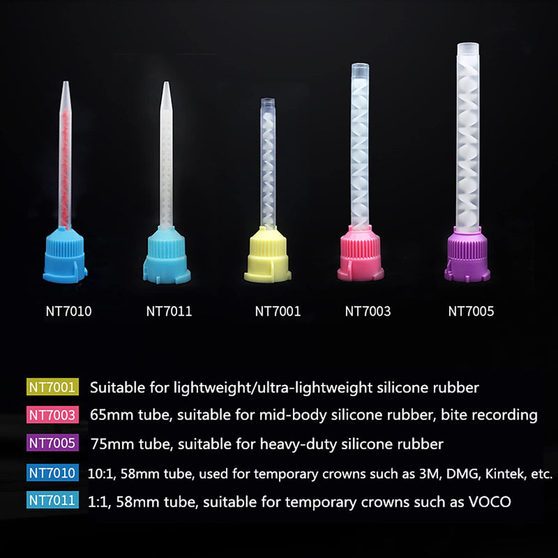YOUYA DENTAL Dental Impression Mixing Tips, 50 Pieces Dental Intra Oral Tips for Dentistry Materials Mixing Tube Disposable Silicone Rubber Head Lab Products - Red Blue