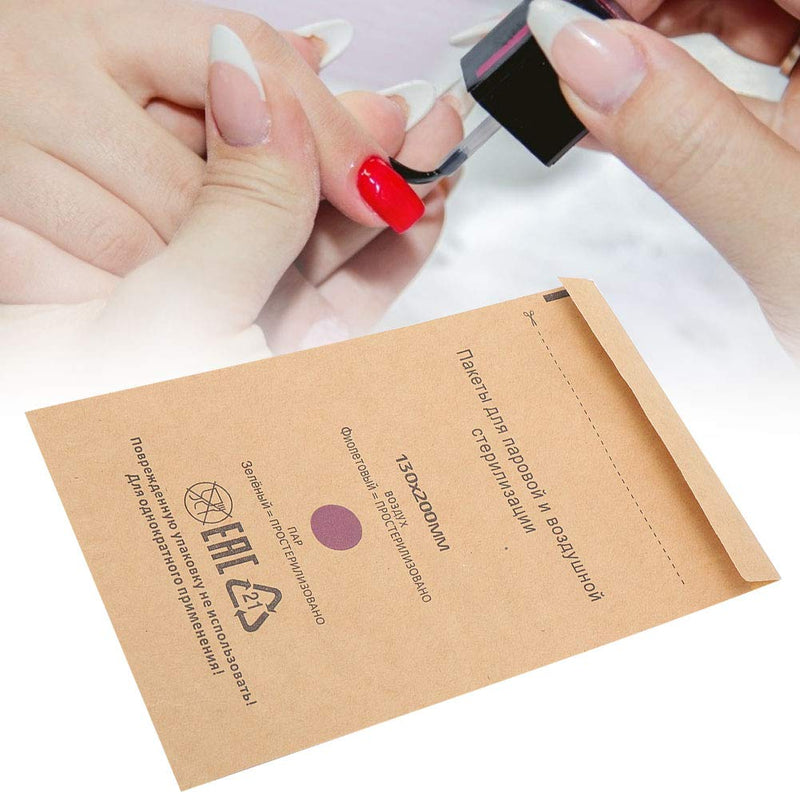 [AUSTRALIA] - Brrnoo Disposable Sterilisation Bags, 75 x 150 mm Self-Adhesive Sterilising Bag, Sterilisation Bag, Disinfectant Bag for Cosmetics, Nail Tools, Accessories for Disinfectant Machine, Pack of 100 brown 