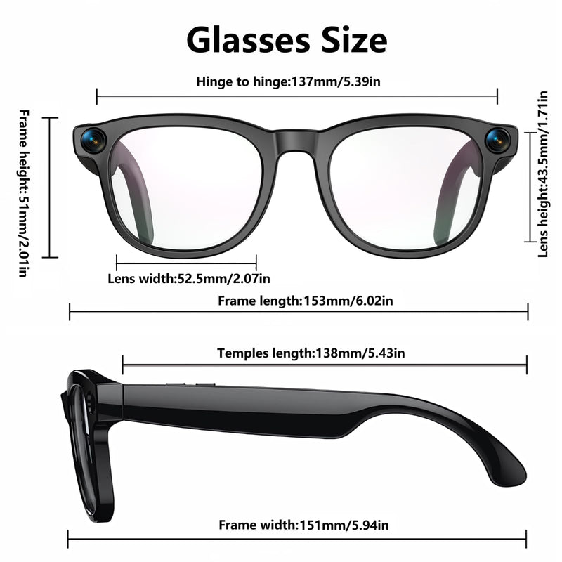 REEDTOCK Smart AI Glasses with 4K Camera, HD1080P Video Recording Glasses | Bluetooth Camera Glasses, Noise Cancellation, Voice Assistant, Translation, TR90 Frame -for Outdoor, Travel, Vlogging Photochromic Lenses