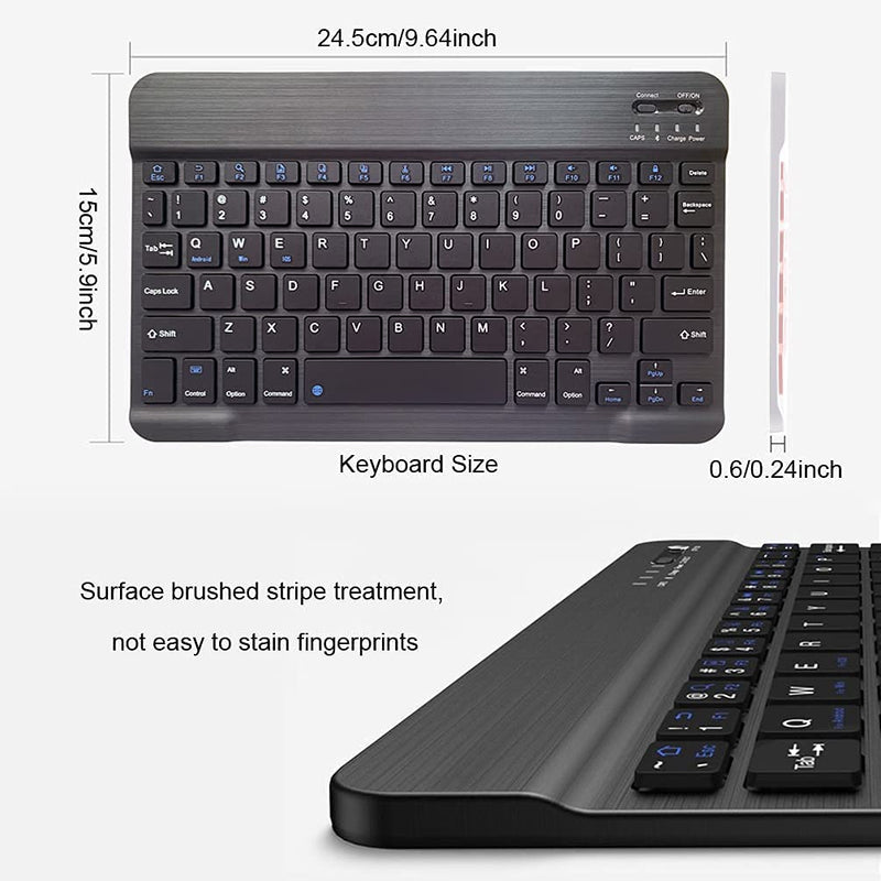 Rechargeable Bluetooth Keyboard and Mouse Combo Ultra-Slim Portable Compact Wireless Mouse Keyboard Set for Android Windows Tablet Cell Phone iPhone iPad Pro Air Mini, iPad OS/iOS 13 and above (Black) Black