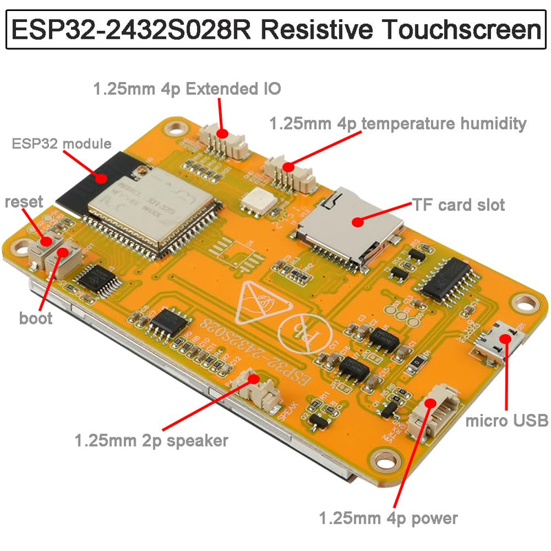 2.8" inch ESP32 Display ESP32-2432S028R Resistive Touch Screen 240x320 TFT LCD Module ESP 32 Development Board for Arduino IDE