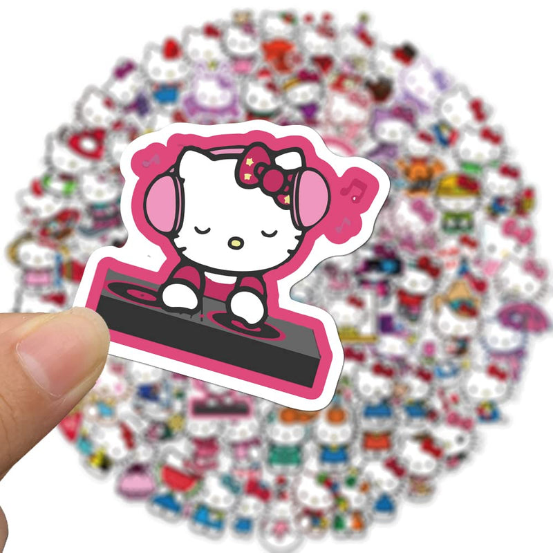 100Pcs Hello Kitty Stickers Pack Kitty White Theme Waterproof Sticker Decals for Laptop Water Bottle Skateboard Luggage Car Bumper Hello Kitty Stickers for Girls Kids Teens