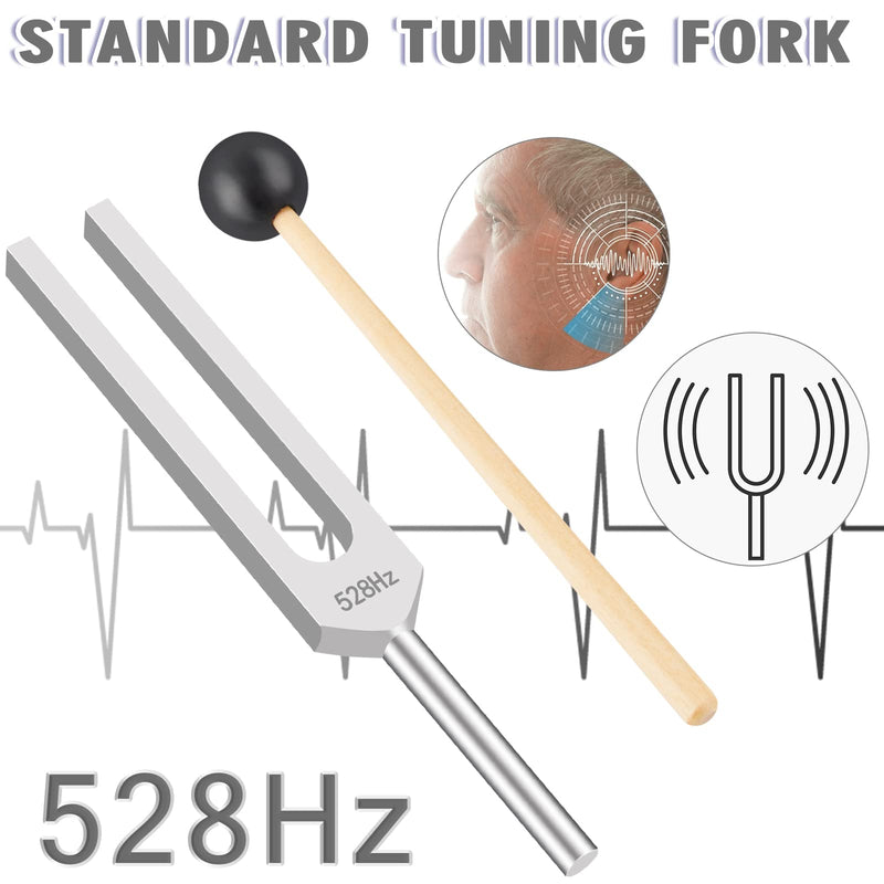 EASTROCK 528 Hz Tuning Fork with Silicone Hammer and Cleaning Cloth,Clinical Grade Nerve/Sensory for Perfect Healing Musical Instrument and Stress Reliever Healing Tuning Fork 528HZ