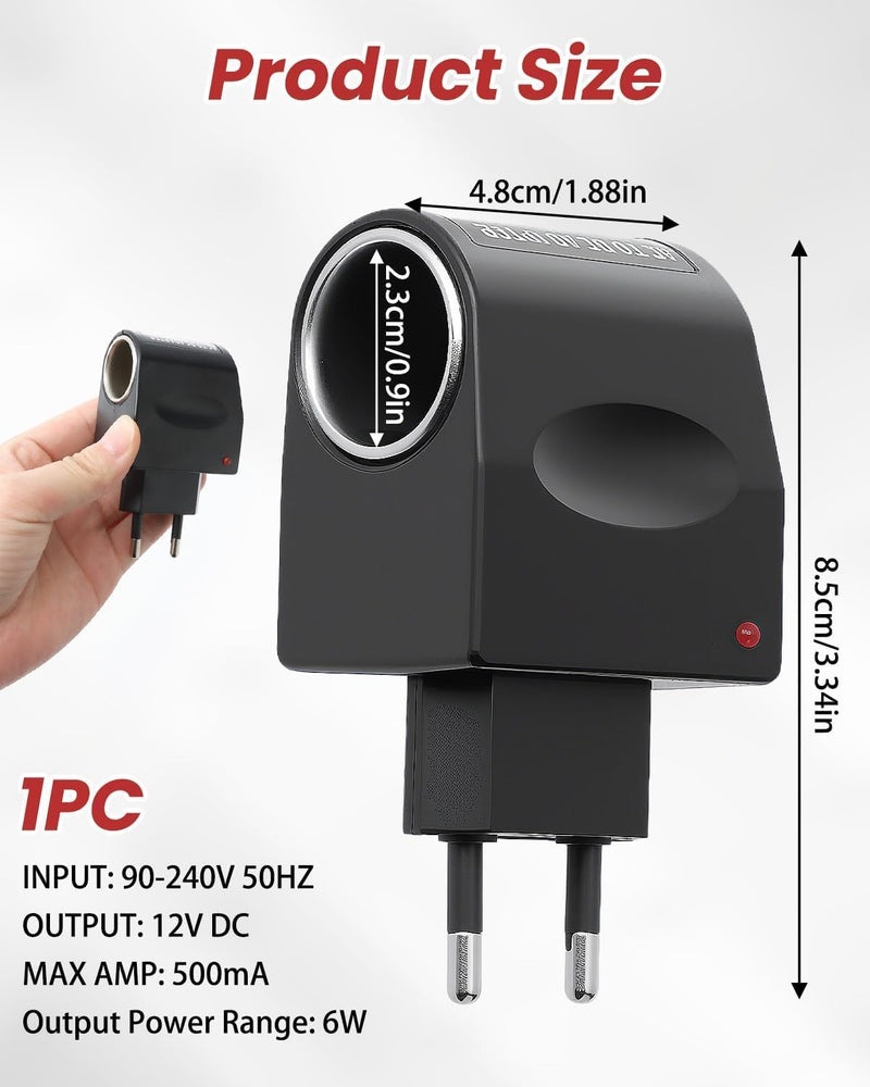 Adapter Cigarette Lighter Socket, 220 V to 12 V Adapter Cigarette Lighter Socket AC to DC Voltage Converter with EU Plug Converter Car Power Supply for Van Truck Step Down Converter