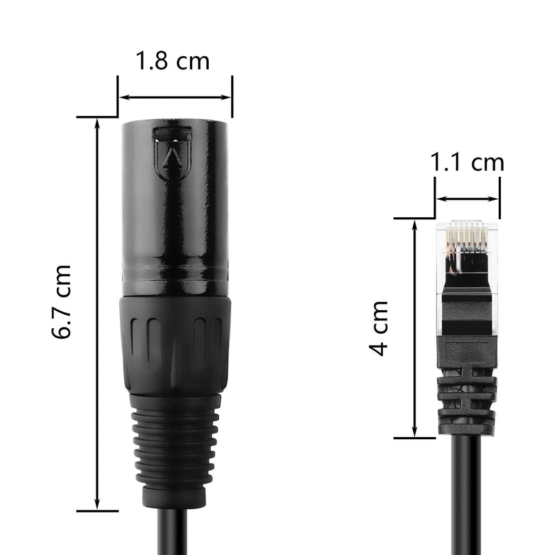 GINTOOYUN 5 Pin XLR to RJ45 Adapte Cable 2 Pcs DMX XLR 5 Pin Male to RJ45 Male Connector Extension Cable XLR Audio Cable for amplifiers,Mixers, KTV Equipment,Lighting and Sound（30CM/11.8in） 5 PIN XLR Male to RJ45 Male