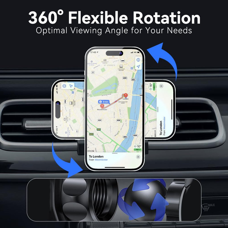 BEERTE Fits MagSafe Car Mount Fit for Mercedes Benz GLE, GLS 2020-2026 Hands Free Magnetic Phone Holder for Car 360° Rotation Car Phone Mount Fit for iPhone 17 16 15 14 Series MagSafe Case All Phones