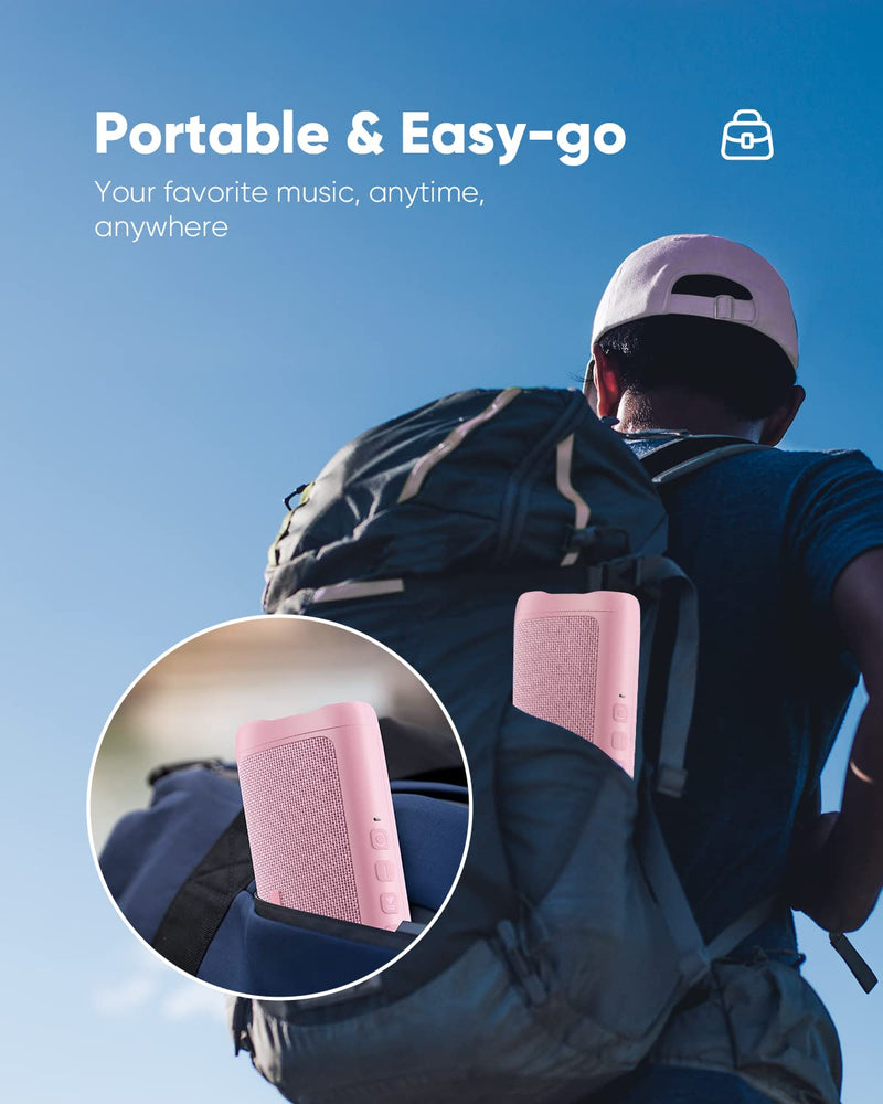IPX5 Waterproof Bluetooth Speaker with HD Sound, 24H Playtime - For Home, Outdoor, Beach 1pcs-Pink