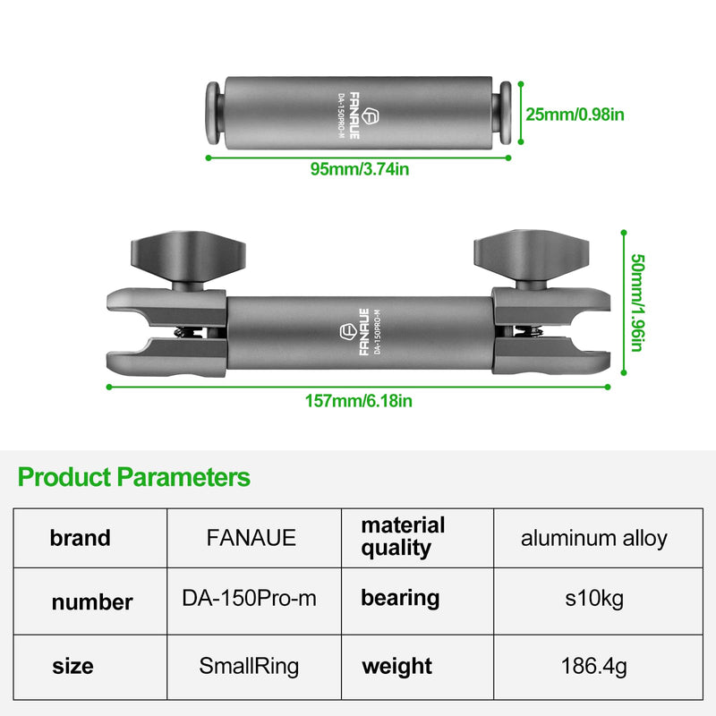 FANAUE Aluminum Double Socket Arm for 20mm Ball Mounts