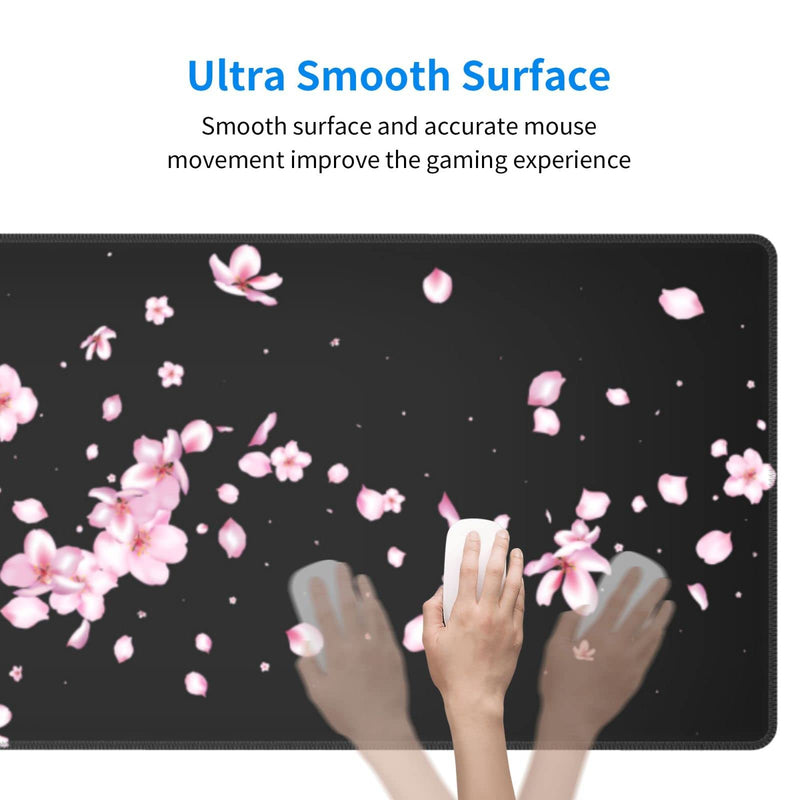 Japanese Cherry Blossom Flower Gaming Mouse Pad Large XL Desk Mat Long Extended Pads Big Mousepad for Home Office Decor Accessories 31.5 X 11.8 Inch Funky Japanese Sakura Blossom