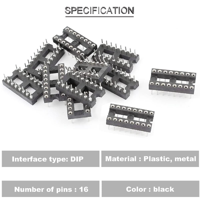 Youmile 30pcs DIP IC Socket 16pin Round 2.54mm Grid IC Base Adapter Round Hole Solder Type High Quality with Tin Wire Pen for DIY Electronics Experiments 16 pin