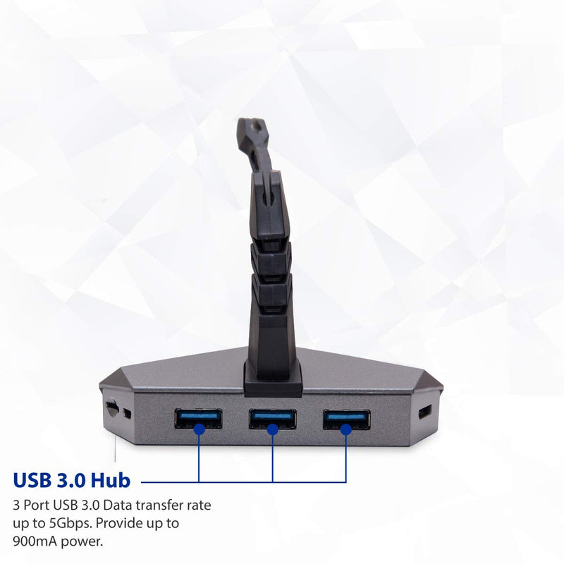 LOKI Gaming Mouse Bungee Stand - RGB LED Lights - 4 Port USB 3.0 Hub with Active Power - Micro SD Card Reader Slot - PC; Mac; Linux