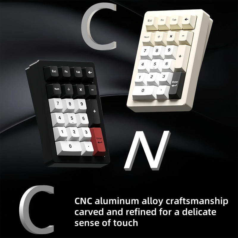 PANDA20 Mechanical Number Pad,VIA/QMK Programmable Macro Numpad Aluminum CNC Hot Swappable Gasket Wireless Numeric Keypad BT5.0/2.4Ghz/USB-C RGB Gaming Keypad for Laptop/PC (Silver) Silver