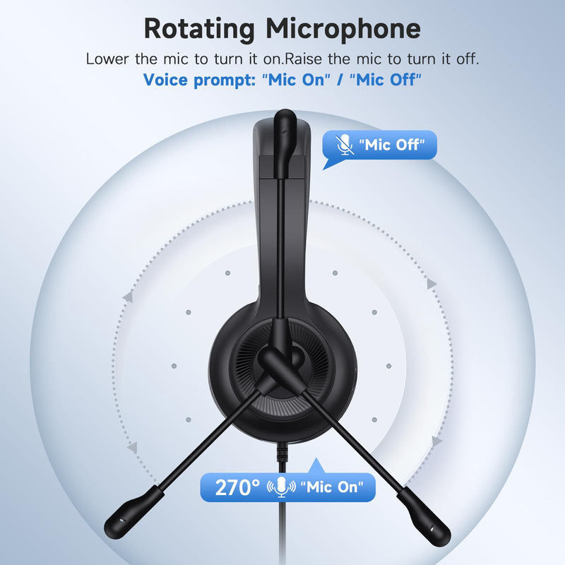 [AUSTRALIA] - AOC USB Headset with Microphone for PC, Over-Ear Wired Headphones with Noise-Cancelling Mic, 40mm Audio Drivers, USB-A Computer Headset for Office, Teams, Call Centers & Online Meetings (Black) Black 
