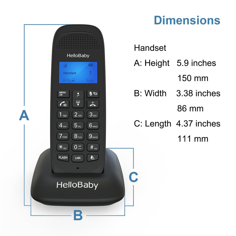 HelloBaby DECT 6.0 Cordless Phone with 2 Handsets, Advanced Call Block, Expandable Cordless Phone with Trilingual Caller ID/Call Waiting, Full-Duplex Handset Speakerphone, Reliable 1000ft Range HB1688-2