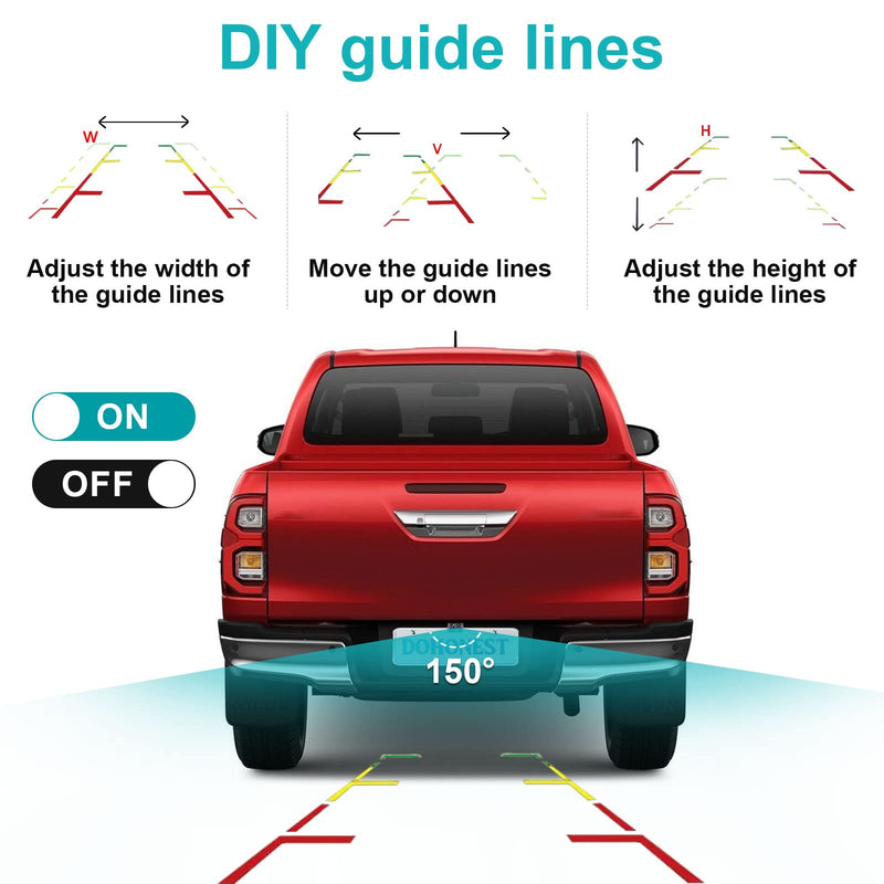 [AUSTRALIA] - DoHonest Backup Camera and Monitor Kit HD 720P Easy Installation for Car/Suv/Pickup/Truck/Van/RV/Trailer Single Power Rear View System Driving/Reversing Use IP68 Waterproof Night Vision 