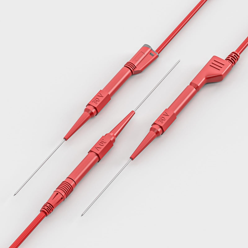 Cleqee 10PCS 0.7mm Long Version Test Probes Pins Non-Destructive Insulation Wire Piercing Needles Stainless Steel Multimeter Probes for 4mm Male Banana Plug Red&Black Long Version Red&Black