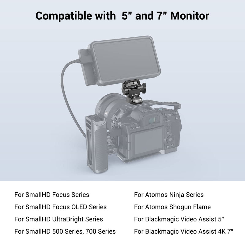 SmallRig Adjustable Camera Monitor Mount for ARRI-Style (Upgrade), 360° Swivel and 180° Tilt Monitor Holder Anti-Twist Support 5” and 7” Field Monitor- 2903B