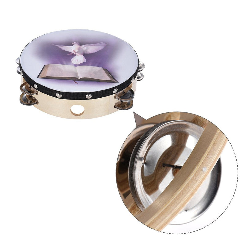 8 inch Tambourine 6 Pairs Double Metal Jingle for Church and Other Holy Occasio