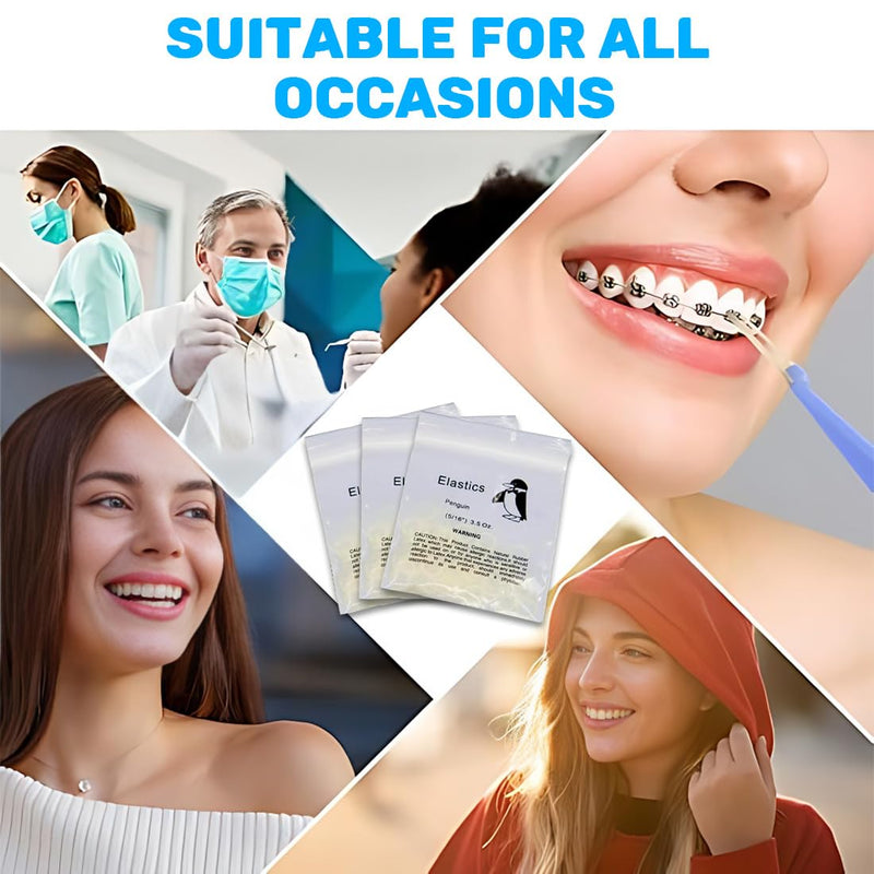 Orthodontic Rubber Bands, Pack of 300 Elastic Teeth Elastic Bands with 5 Placers for Braces, 5/16 Inch Orthodontic Elastics for Braces Dreadlocks Tooth Gap Braces