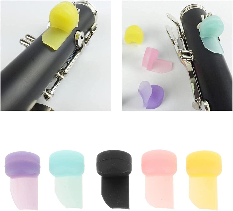 Pack of 5 Soft Silicone Clarinet Oboe Thumb Rest Cushion Thumb Protector for Woodwind Instrument (Black) Black