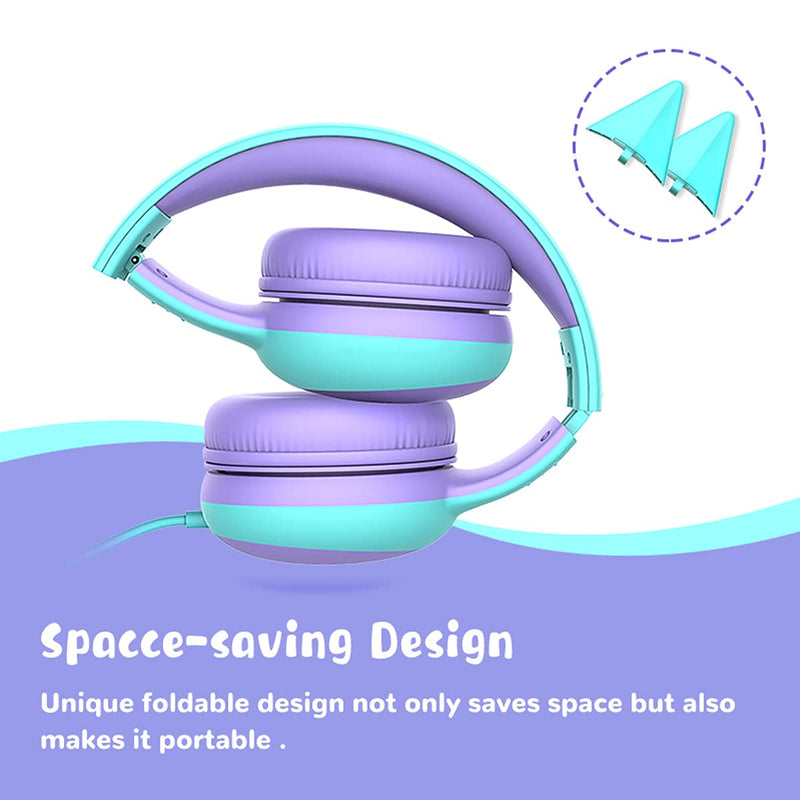 gorsun Kids Headphones with Limited Volume, Children's Headphone Over Ear, Toddler Headphones for Boys and Girls, Wired Headset Earphones for Children Purple