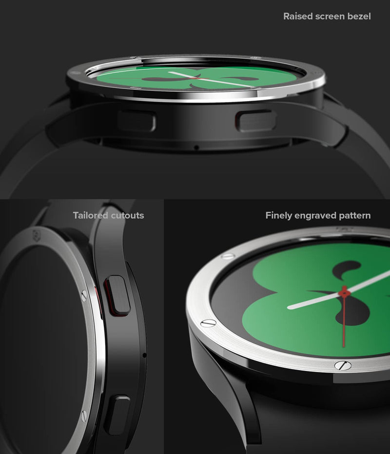 Ringke for Samsung Galaxy Watch 5/4 Case 40mm [Bezel Styling 40-42] | Silver, Premium Stylish Stainless Steel Frame, Luxurious Formal Design, Open Screen Lightweight Cover Silver (40-42)