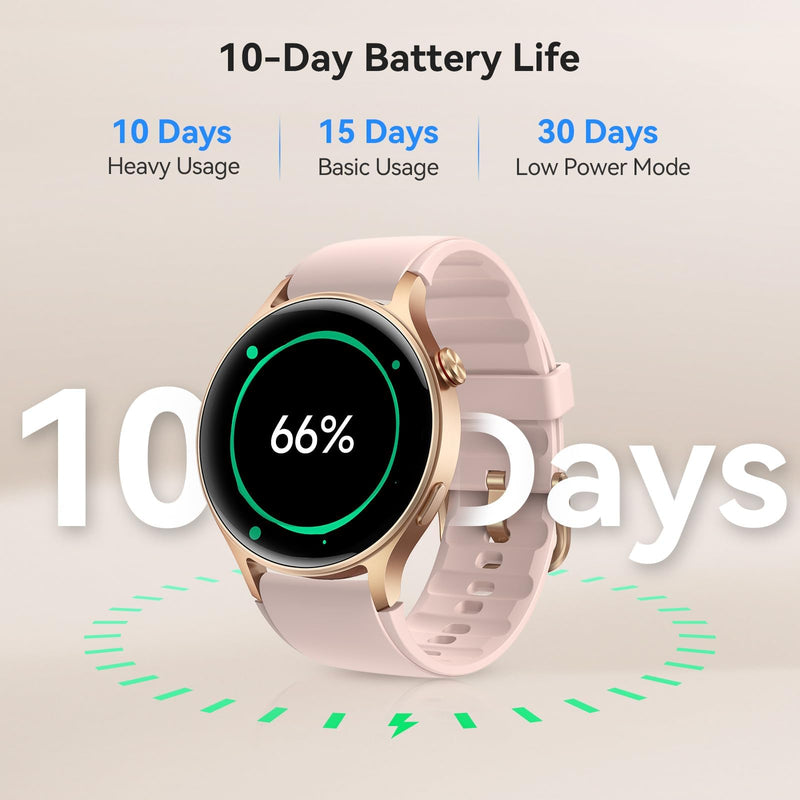 Smart Watch for Women, Answer/Make Call, 1.32'' AMOLED Ultra-Clear Screen | Fitness Tracker with Heart Rate/Sleep/SpO2 Monitor, Smartwatch for iPhone/Samsung/Android, 110+ Sport Modes, 3ATM Waterproof Rose Gold S/M/L