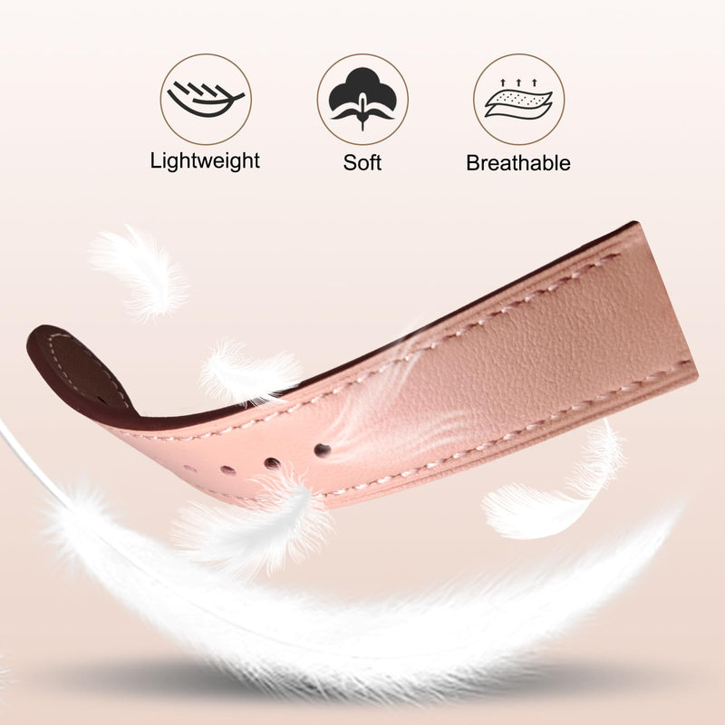 2 Pack Leather Watch Bands(Deeppink and Pink) Compatible with Samsung Watch 3 45mm, Galaxy 46mm, Gear S3 Frontier, Quick Release Wear-resistant Leather Watch Straps Replacement Band for Women Men