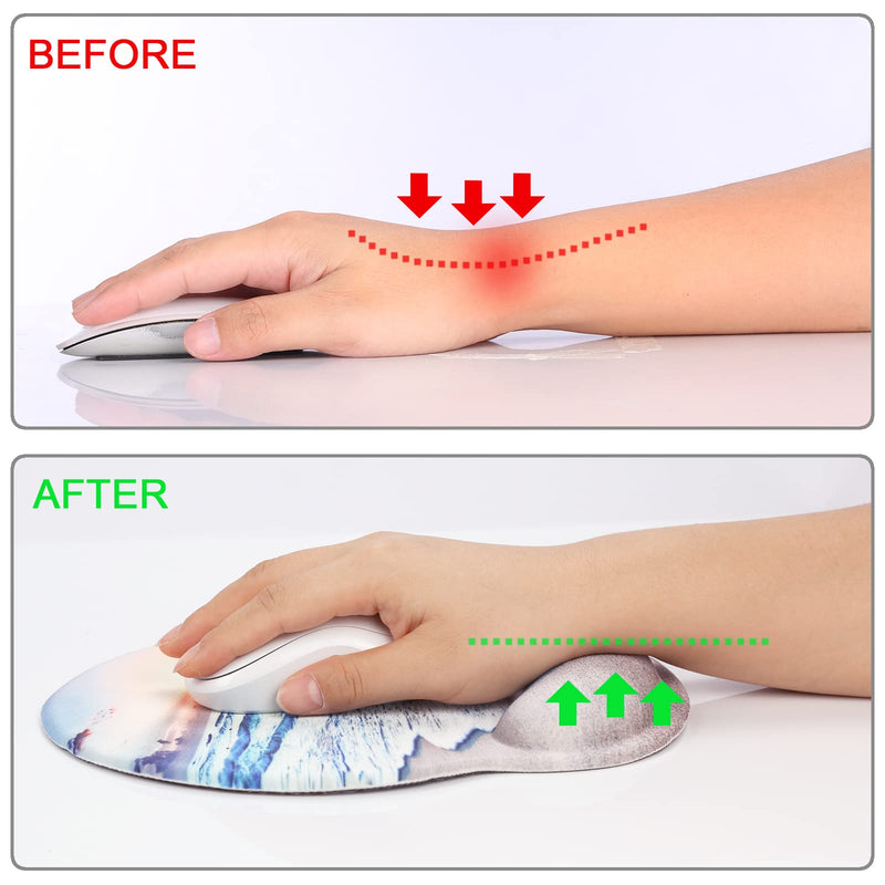 Ergonomic Mouse Pad with Wrist Support Rest,[ 20% Larger] Mousepad Gel Wrist Rest , with Coaster Non-Slip & Pain Relief for Computer, Desk, Home&Office-Beach N-Beach