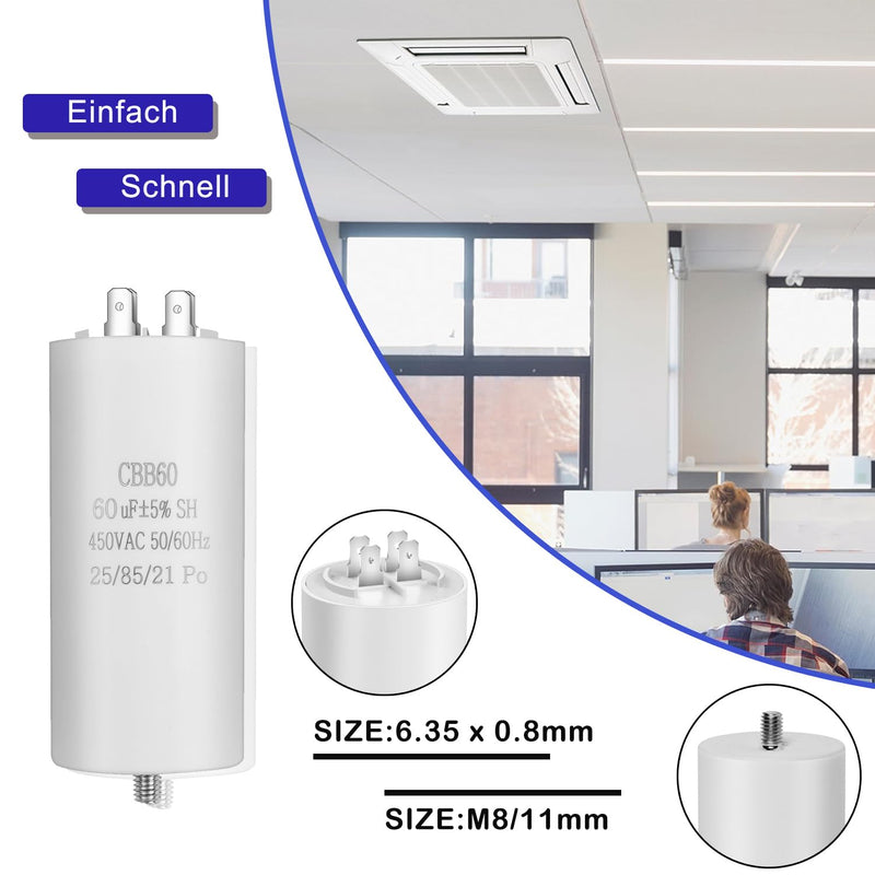 [AUSTRALIA] - CBB60 450V 30UF 50/60HZ Capacitor, Plug-In Capacitor, Starter Capacitor, Motor Capacitor, Suitable for Pumps, Lawnmowers and Other Electrical Devices (Four Connections) 