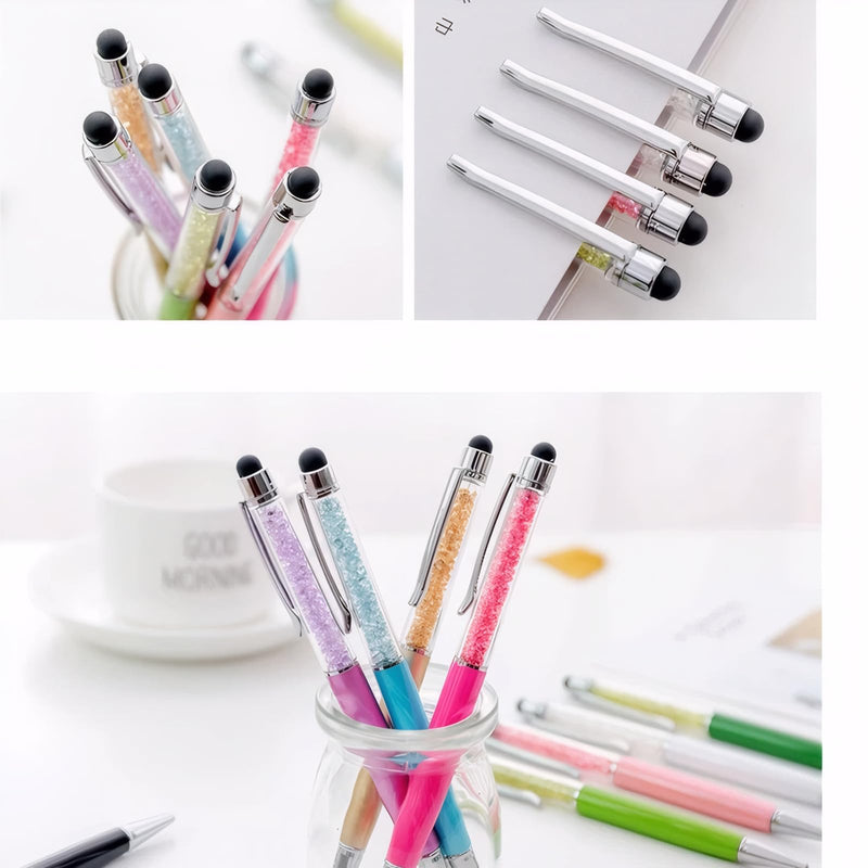 Crystal Stylus Pen, 2 in 1 Ballpoint Pen with Tip for Touch Screens, Purple | 2 in 1 Design, Stylus Tip, Ballpoint Writing, Slim Crystal Barrel, Pocket Clip for Women & Men Light Purple