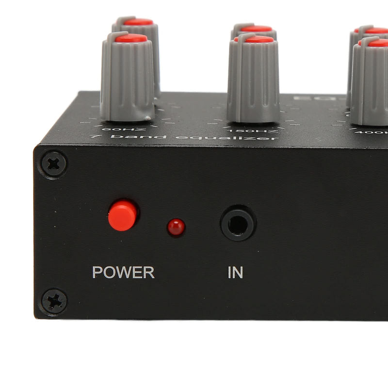 7 Band Sound Equalizer, Output Input, 12dB High Bass Adjustment, Two channel Digital Equalizer, 3.5mm Interface, for Recording, Streaming, Podcasting