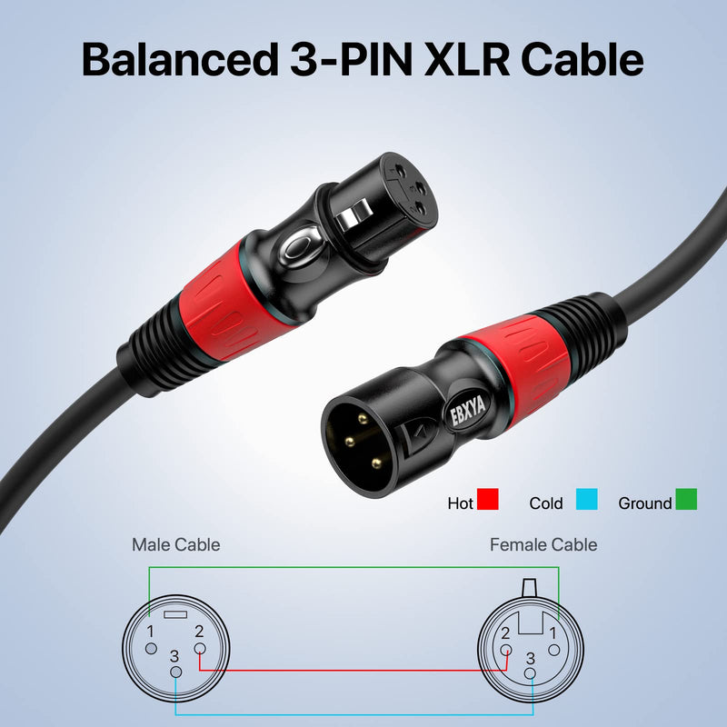 EBXYA 3ft XLR Cables 4-Pack - Male to Female Microphone Cable with Balanced Shielded Speaker Cable 4 Pack Black