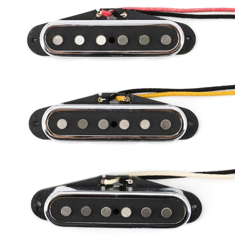 Alnico 5 Strat Pickup Single Coil Pickups Open Style Neck/Middle/Bridge Pickup Set for Stratocaster Electric Guitar Parts Replacement (Chrome Cover) Chrome Cover