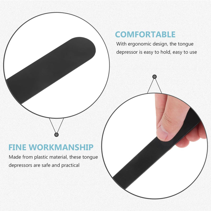 [AUSTRALIA] - JECOMPRIS Plastic Tongue Scraper Lip Cheek Retractors Pack of 25 Oral Care Tongue Depressors Plastic Tongue Scraper Stirring Rod Tool for Laboratory Black 
