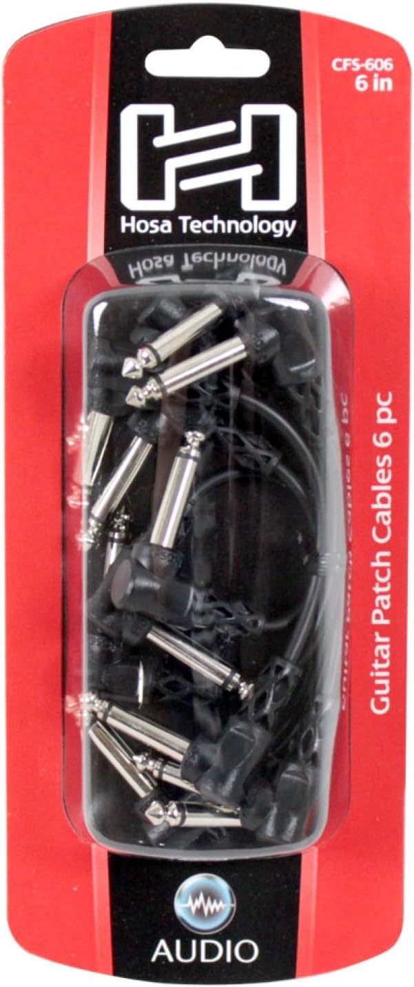 Hosa CFS-606 Molded Right-angle to Same Guitar Patch Cable, 6 Inches, 6 pieces 6 inch (6 pack)