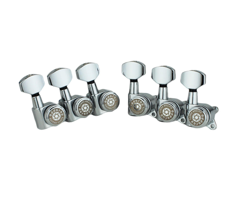 6 In-line Guitar Locking Tuners 6 Right Hand – 1:18 Gear Ratio Lock String Tuning Key Pegs Machine Heads Set with Hexagonal Shaped Knob Replacement, (E-107SP, Chrome) 6 for Right