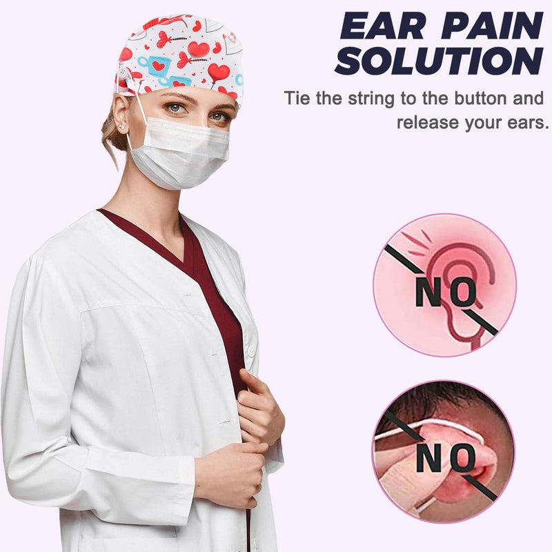 EAVUYIS 1 x surgical cap, fabric, surgical caps, women, robin hat, surgical cap, adjustable with button, work cap, cotton print, sick nurse cap, unisex dust cap