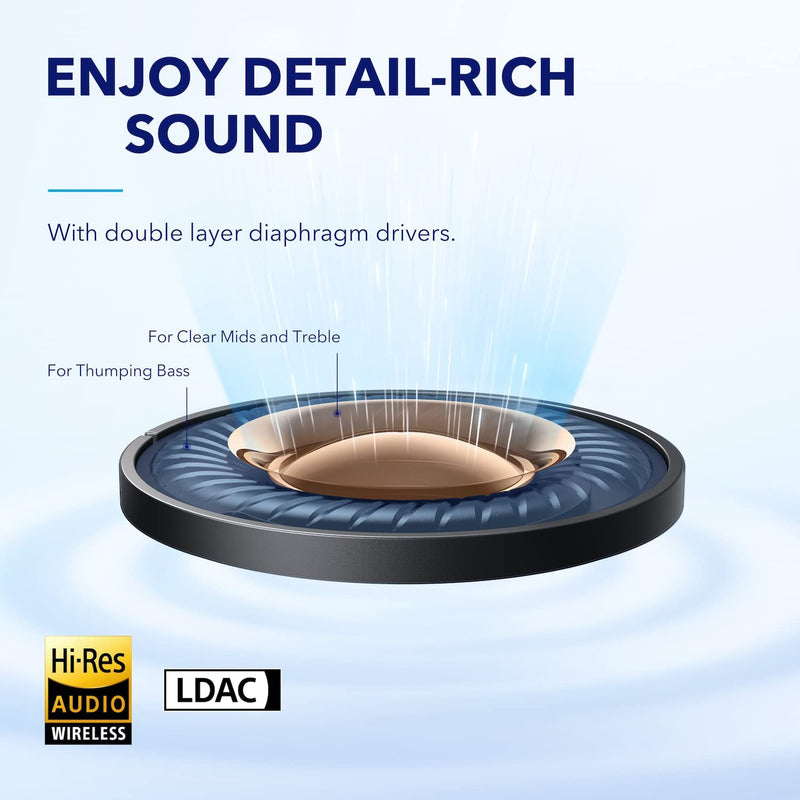 Soundcore by Anker Space A40 Adaptive Active Noise Cancelling Earbuds | Reduce Noise by Up to 98%, Ultra Long 50H Playtime, 10H Single Playtime, Hi-Res Sound, Comfortable Fit, Wireless Charge Black