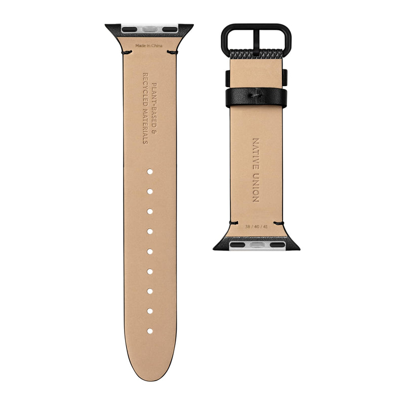 Native Union (Re Classic Strap for Apple Watch – Plant-based Materials – Stainless Steel Hardware with Soft Backing Black 38/40/41/42mm