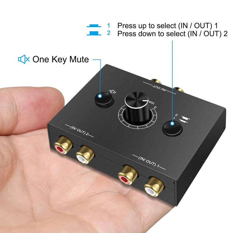 R/L Stereo Audio Switch Audio Switcher AB Switcher Passive Speaker Manual Selector Splitter Box Audio Sharing