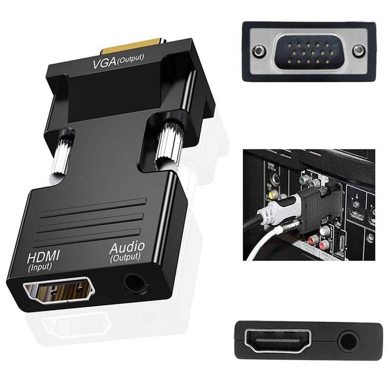 RIIPOO HDMI to VGA Adapter Converter with 1080P Resolution and 3.5mm Audio Output for Computer, Desktop, Laptop, PC, Monitor, Projector, HDTV, Chromebook, Raspberry Pi, Roku, Xbox and More