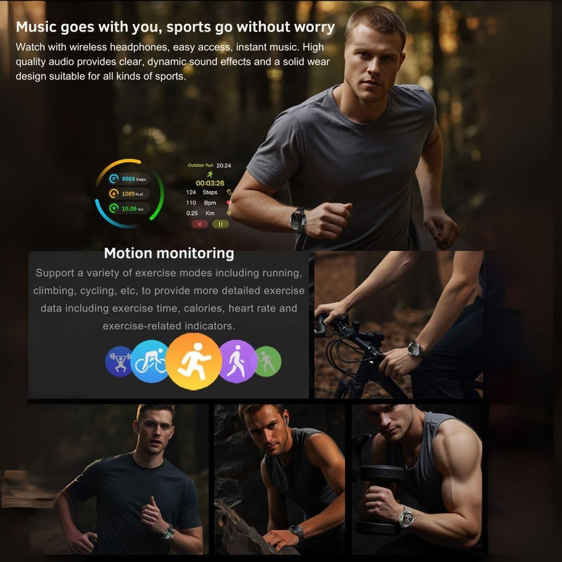 2-in-1 Smartwatch with Earbuds - Zinc Alloy Bezel, 1.46" Round Display, Bluetooth Call Function, Music Playback, NFC, Multiple Sports Modes, Fitness Tracking, Compatible with iPhone Android Smartphone