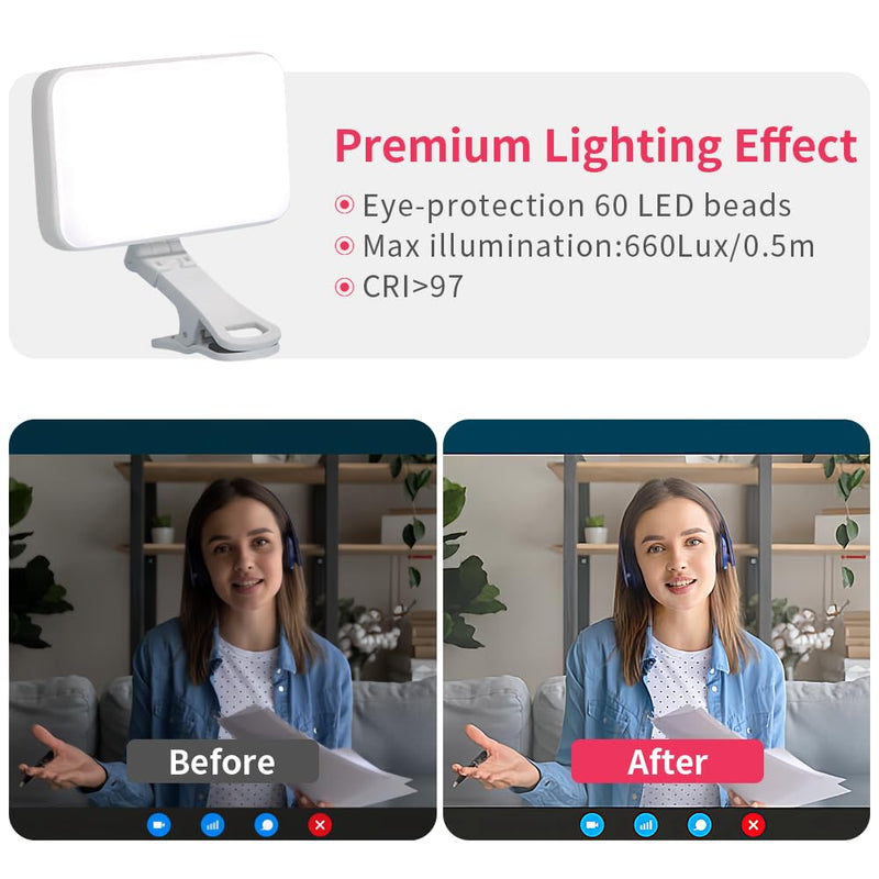 [AUSTRALIA] - Selfie Light for Phone, 66 LED Phone Light with Rechargeable Clip and Adjusted 3 Light Modes, 2000mAh Video Light for iPhone iPad, Laptop, Makeup, TikTok, Selfie, Vlog, Video Conference white 