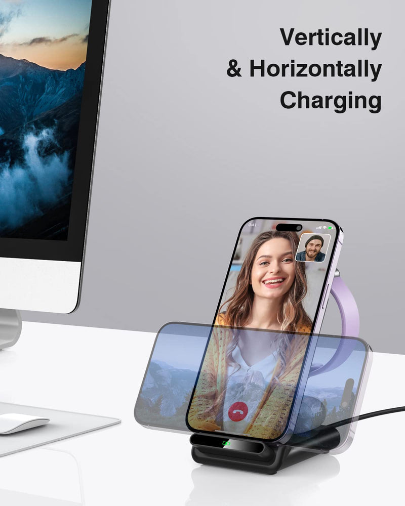 Wireless Charging Station,3 in 1 Wireless Charging Stand Made for Apple Watch Ultra 9 8 7 6 SE 5 4 3,Fast Wireless Charger Made for iPhone 15/Plus/Pro Max/14/13/12/11/X,for AirPods Pro(with Adapter) Black