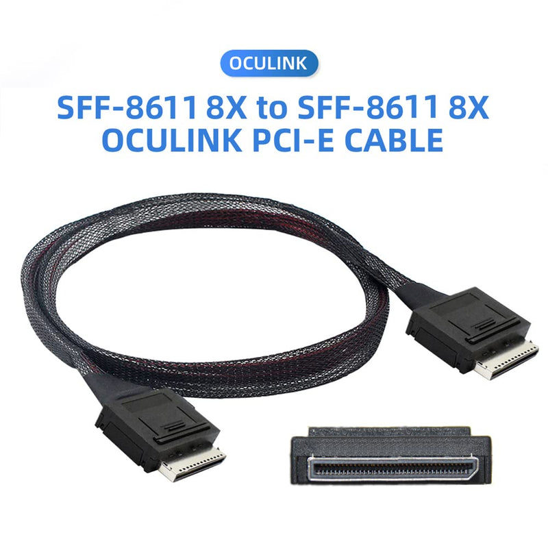 cablecc 50cm OCuLink PCIe PCI-Express SFF-8611 8X 8-Lane to OCuLink SFF-8611 8X SSD Data Active Cable